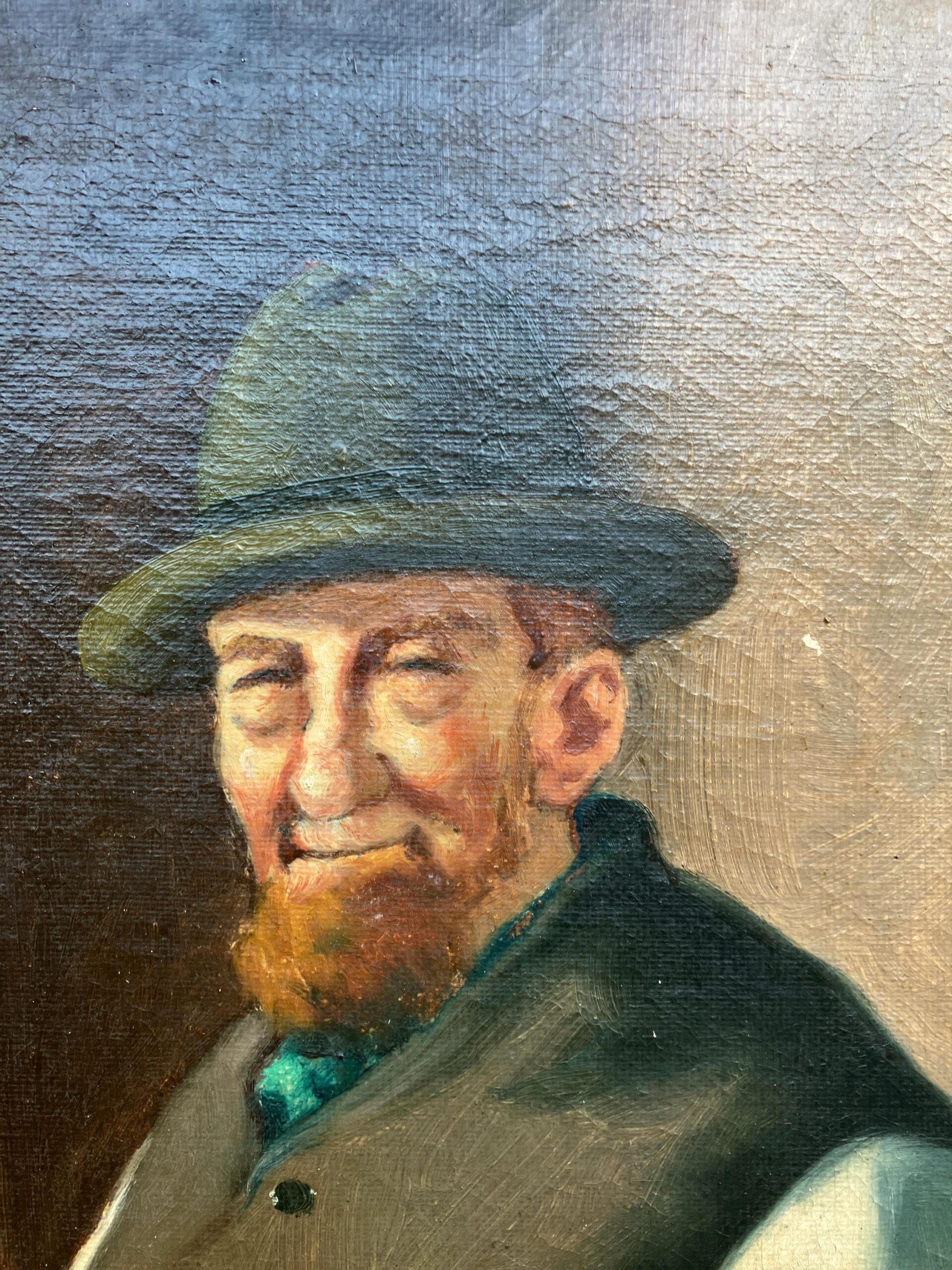 Vintage Oil Painting: Farmer in Sunday Clothes, Signed Artwork - Image 7