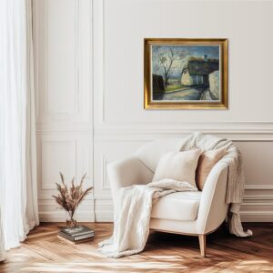 Original Danish Thatched Cottage Oil Painting – Vintage Scandinavian Countryside Art - Image 2