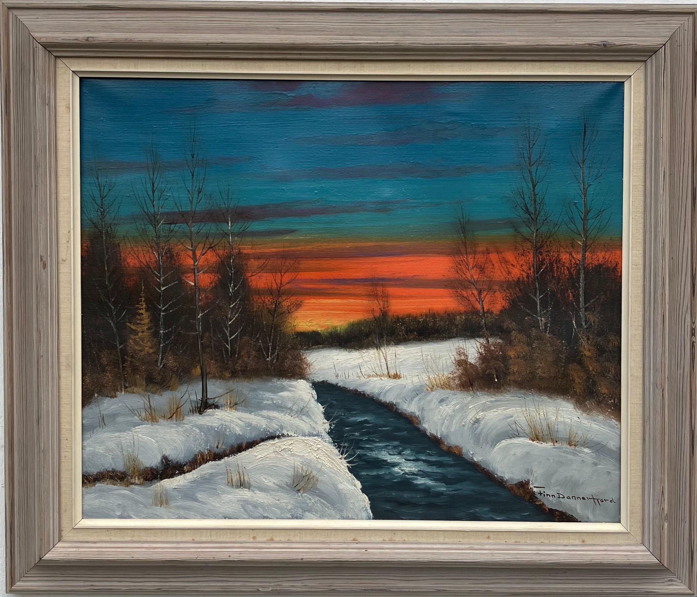 Vintage Danish Winter Landscape Oil Painting: Signed Finn Dannerfjord, Framed - Image 3