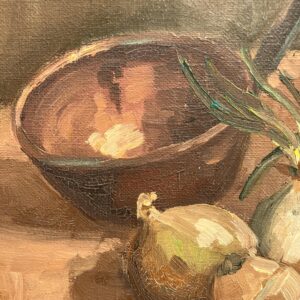 Vintage Danish Still Life Oil Painting: Copper Jug & Onions, Framed Realist Art - Image 7