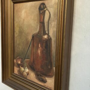 Vintage Danish Still Life Oil Painting: Copper Jug & Onions, Framed Realist Art - Image 5