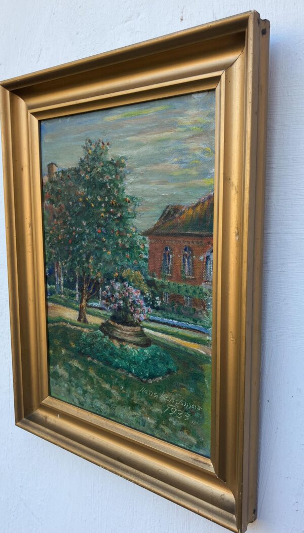 Vintage Impressionist Oil Painting: Danish Park Scene, Hans Kongsmar, 1933