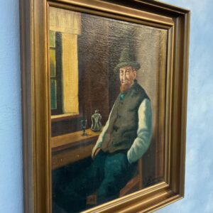 Vintage Oil Painting: Farmer in Sunday Clothes, Signed Artwork - Image 3