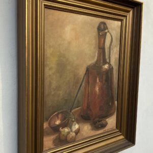 Vintage Danish Still Life Oil Painting: Copper Jug & Onions, Framed Realist Art - Image 4
