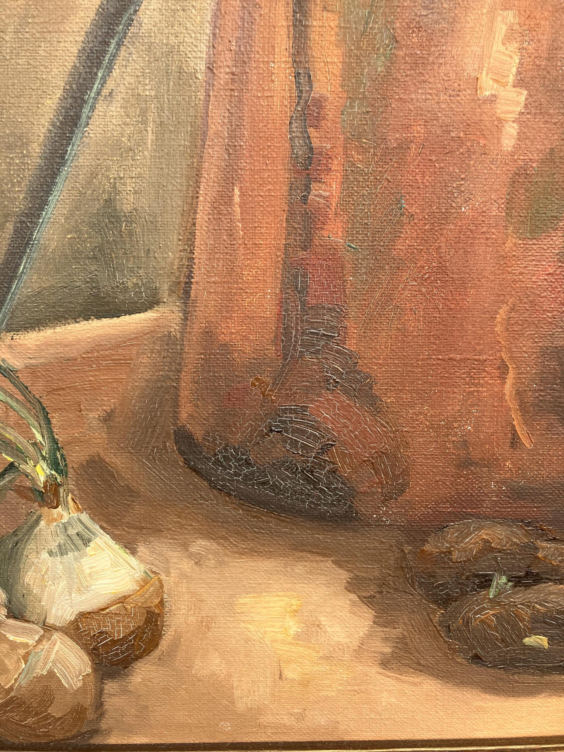 Vintage Danish Still Life Oil Painting: Copper Jug & Onions, Framed Realist Art - Image 6