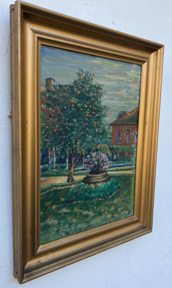 Vintage Impressionist Oil Painting: Danish Park Scene, Hans Kongsmar, 1933