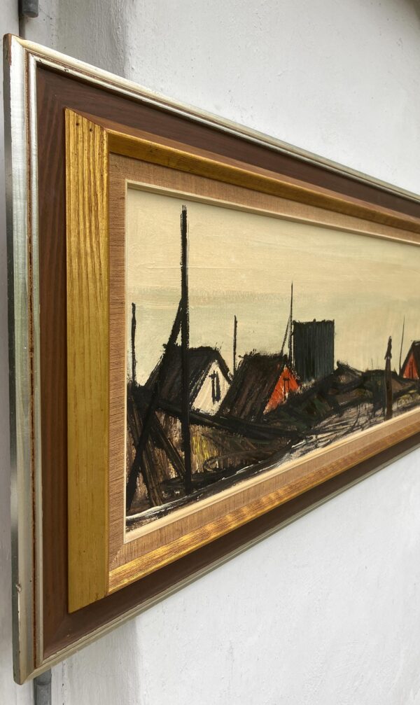 Vintage Expressionist Oil Painting: Danish Coastal Scene, Framed Fine Art