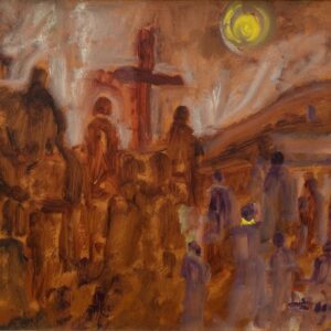 Vintage Expressionist Oil Painting - Svend Aage Tauscher - Dramatic Religious Scene - Framed Danish Fine Art - Image 3