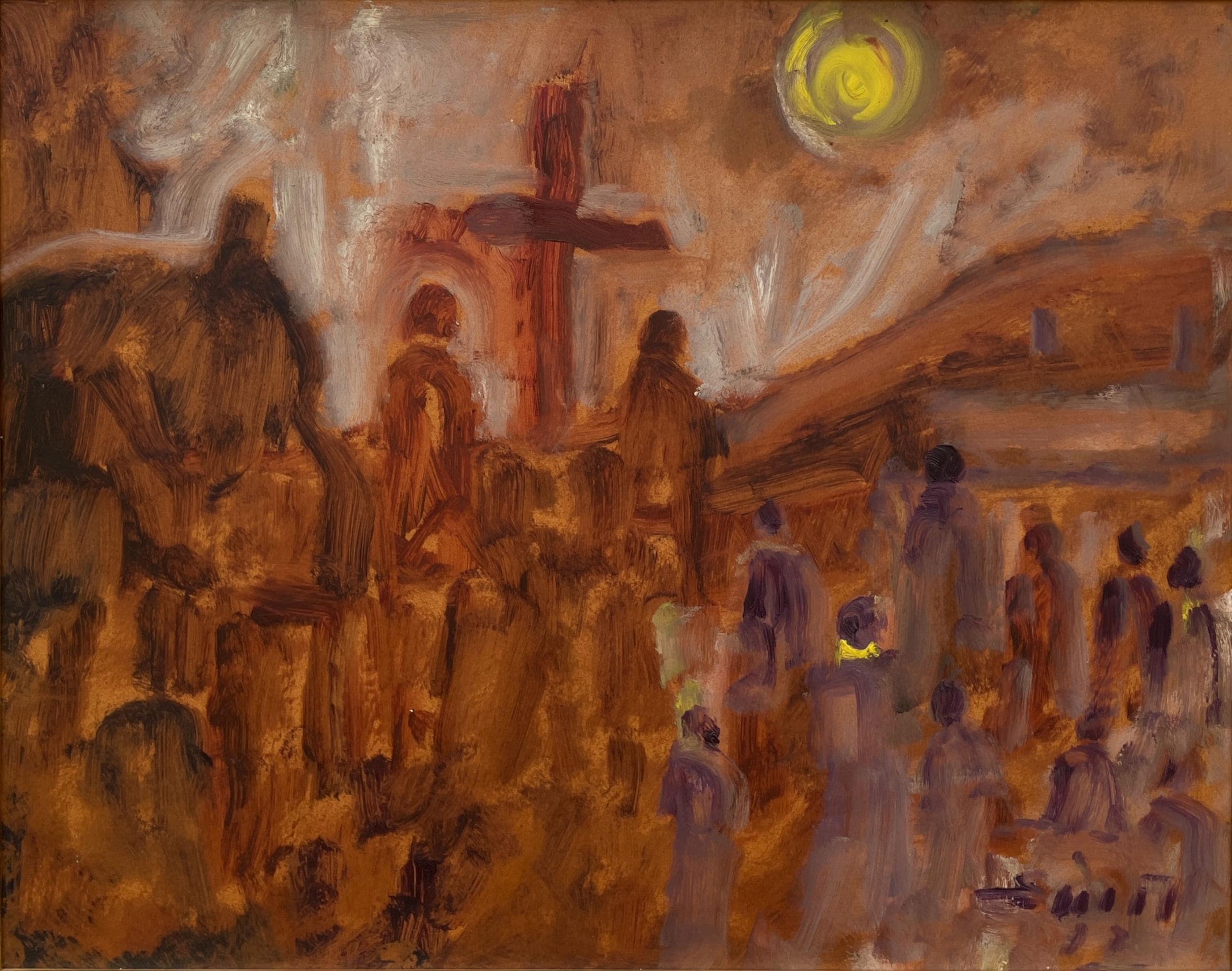Vintage Expressionist Oil Painting - Svend Aage Tauscher - Dramatic Religious Scene - Framed Danish Fine Art - Image 3