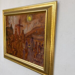 Vintage Expressionist Oil Painting - Svend Aage Tauscher - Dramatic Religious Scene - Framed Danish Fine Art - Image 5