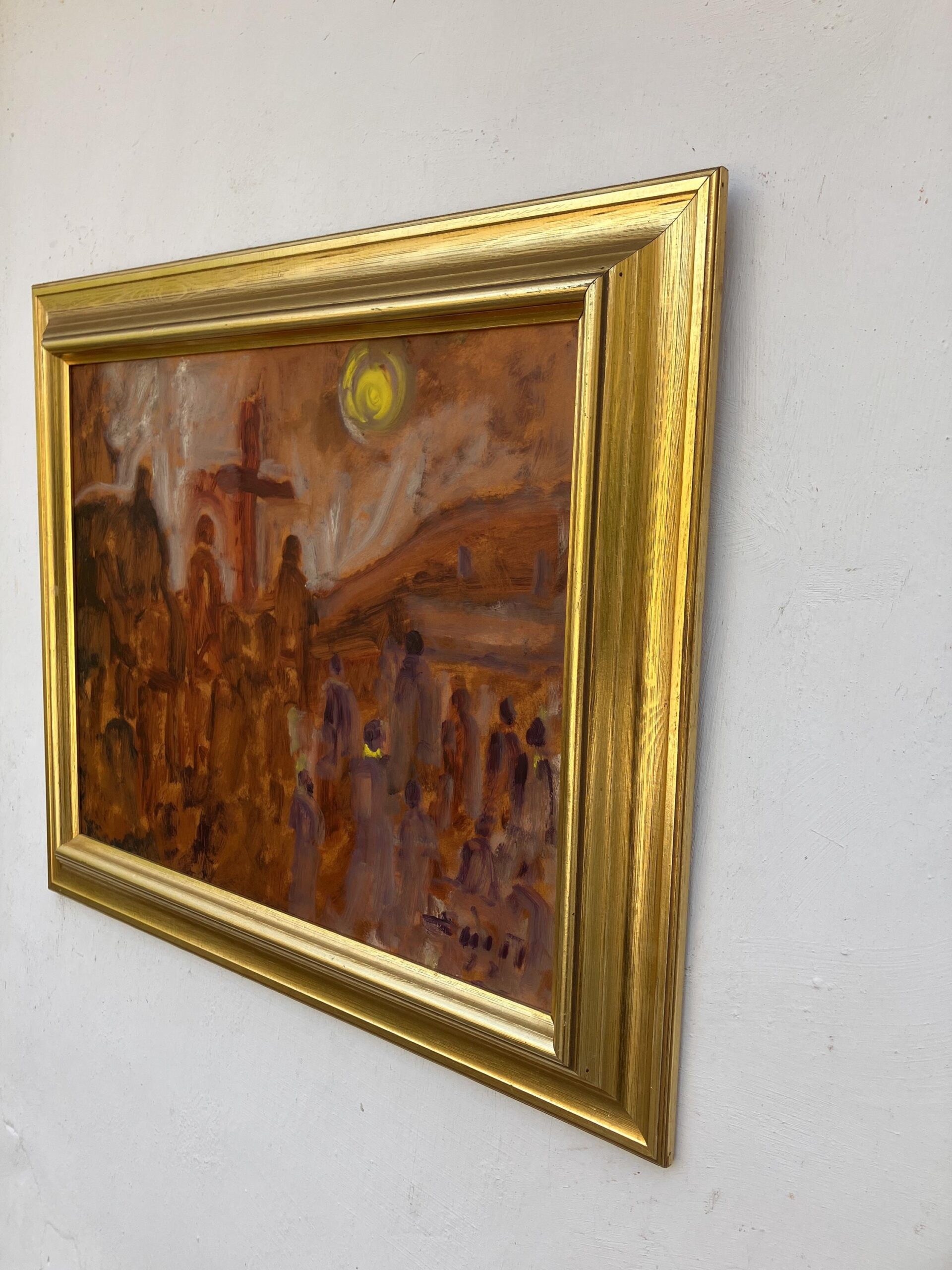 Vintage Expressionist Oil Painting - Svend Aage Tauscher - Dramatic Religious Scene - Framed Danish Fine Art - Image 5