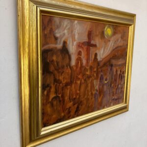 Vintage Expressionist Oil Painting - Svend Aage Tauscher - Dramatic Religious Scene - Framed Danish Fine Art - Image 4