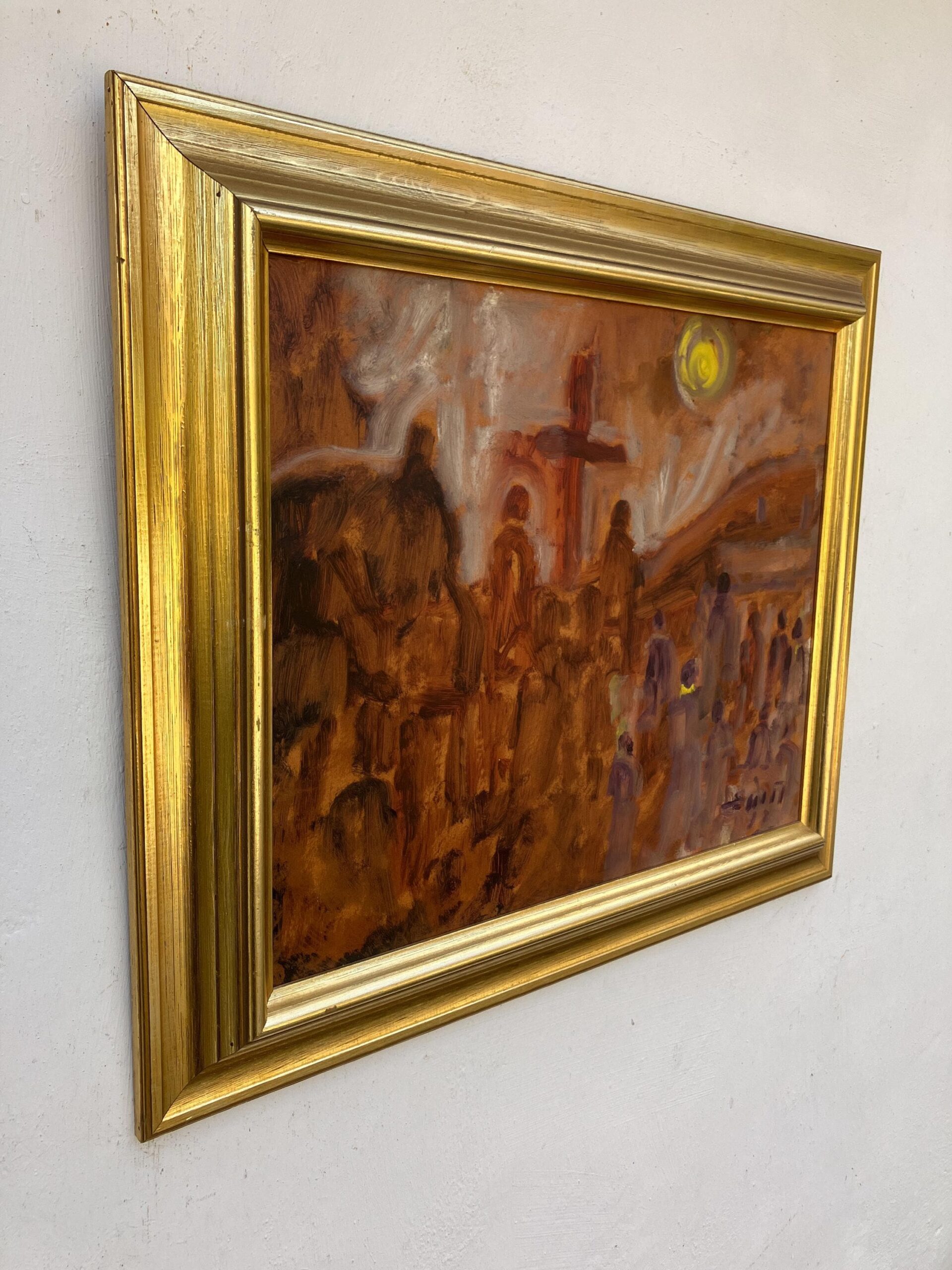 Vintage Expressionist Oil Painting - Svend Aage Tauscher - Dramatic Religious Scene - Framed Danish Fine Art - Image 4