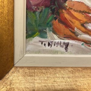 Vintage Impressionist Oil Painting: Golden Pitcher Still Life, Original Framed Swedish Art - Image 3
