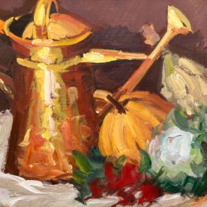 Vintage Impressionist Oil Painting: Golden Pitcher Still Life, Original Framed Swedish Art - Image 8
