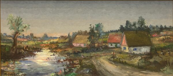 Large Original Scandinavian River Landscape – Swedish Countryside Oil Painting