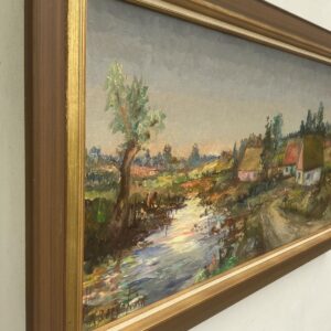 Large Original Scandinavian River Landscape – Swedish Countryside Oil Painting - Image 2