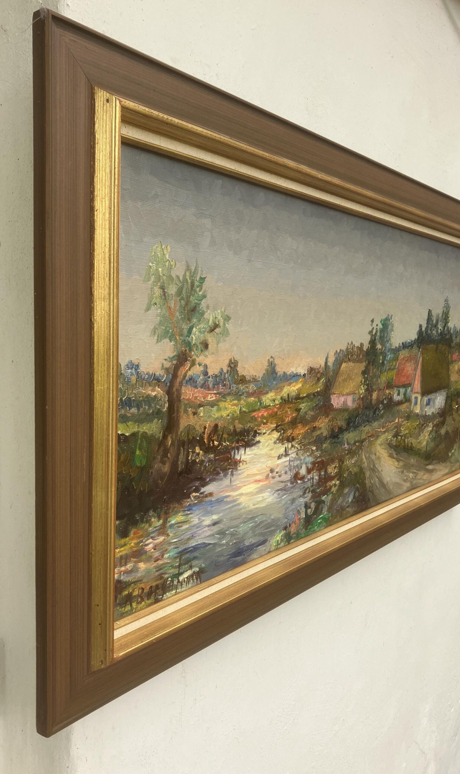 Large Original Scandinavian River Landscape – Swedish Countryside Oil Painting - Image 2