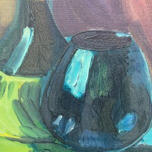 Vintage Expressionist Oil Painting: Danish Still Life with Basket, 1964 - Image 5