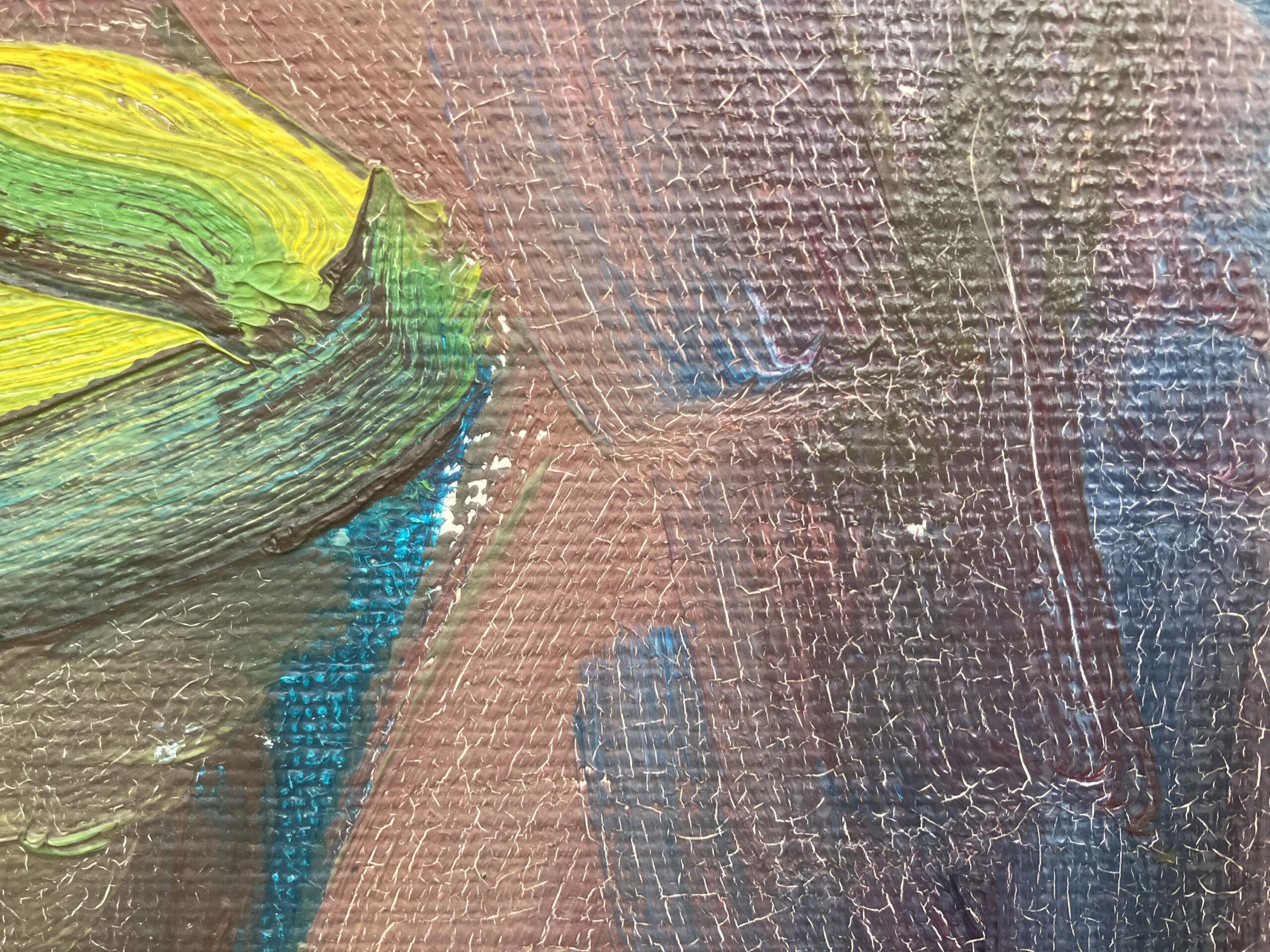 Vintage Expressionist Oil Painting: Danish Still Life with Basket, 1964 - Image 8