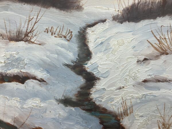 Vintage Impressionist Oil Painting by Finn Dannerfjord - Snowy Sunset Landscape, Framed Danish Fine Art