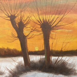 Vintage Impressionist Oil Painting by Finn Dannerfjord - Snowy Sunset Landscape, Framed Danish Fine Art - Image 6