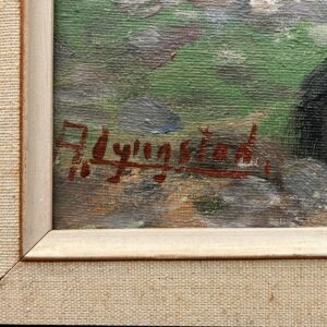 Vintage Norwegian Fjord Oil Painting: Impressionist Landscape with Boat, Framed - Image 3