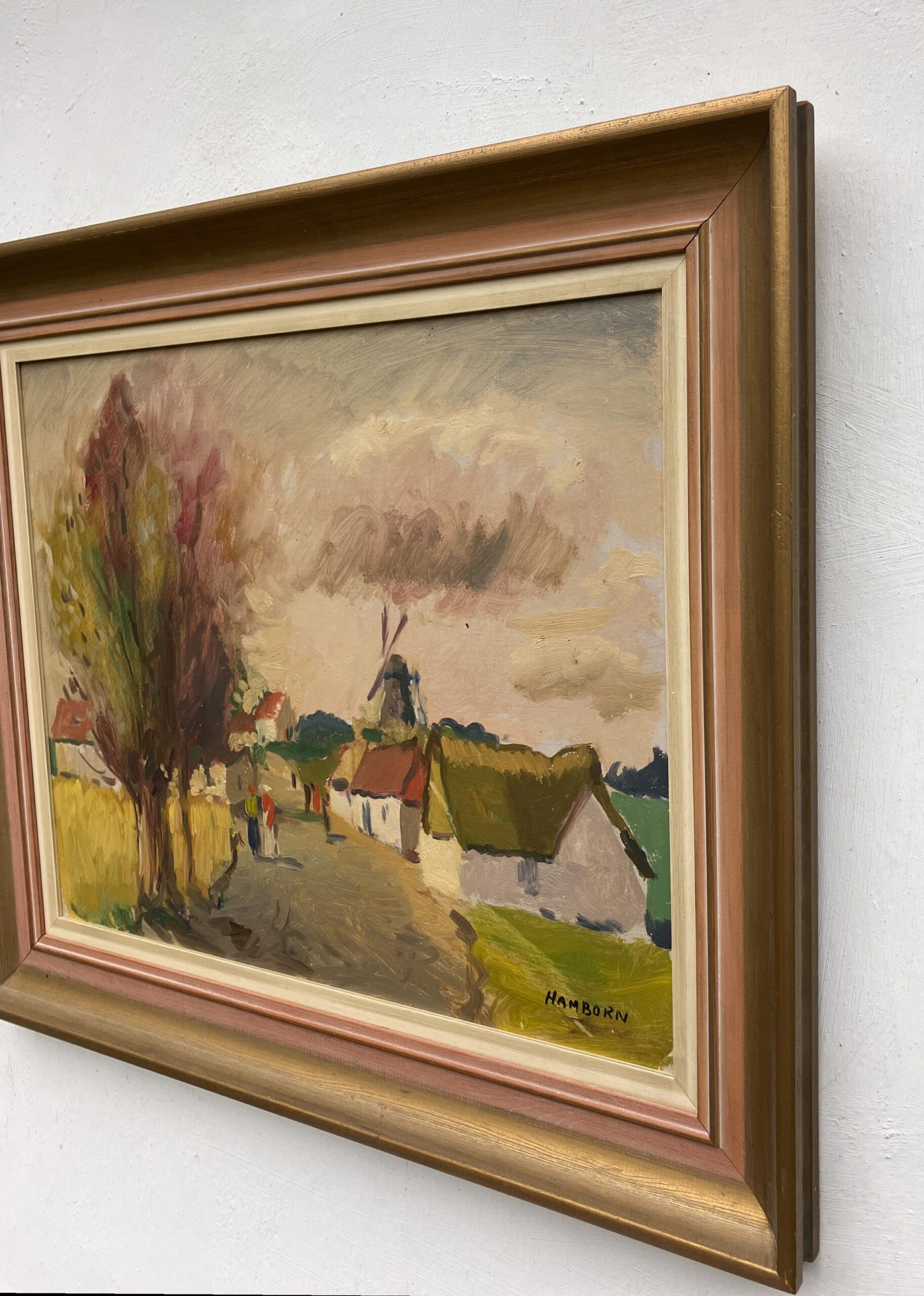 Vintage Impressionist Oil Painting by Axel Hamborn, Swedish Village Scene, Framed Scandinavian  Fine Art - Image 3