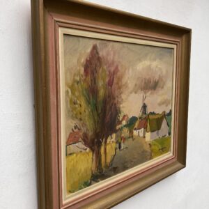 Vintage Impressionist Oil Painting by Axel Hamborn, Swedish Village Scene, Framed Scandinavian  Fine Art - Image 4