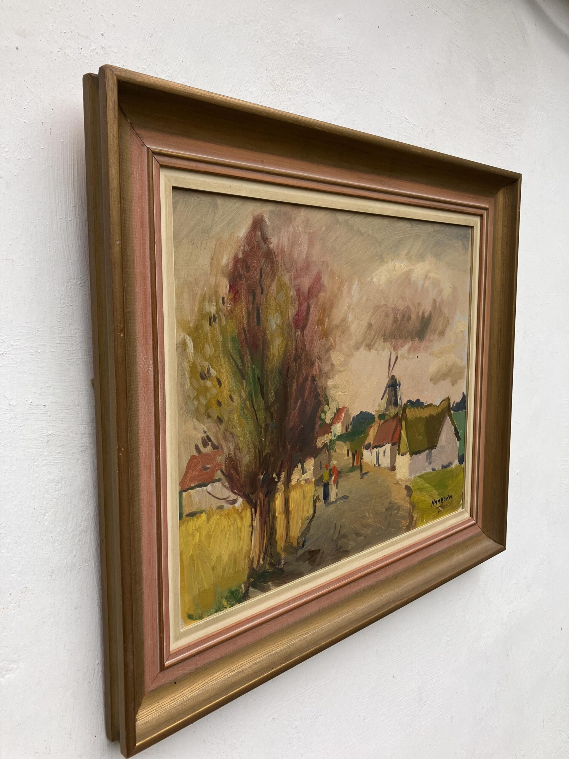 Vintage Impressionist Oil Painting by Axel Hamborn, Swedish Village Scene, Framed Scandinavian  Fine Art - Image 4