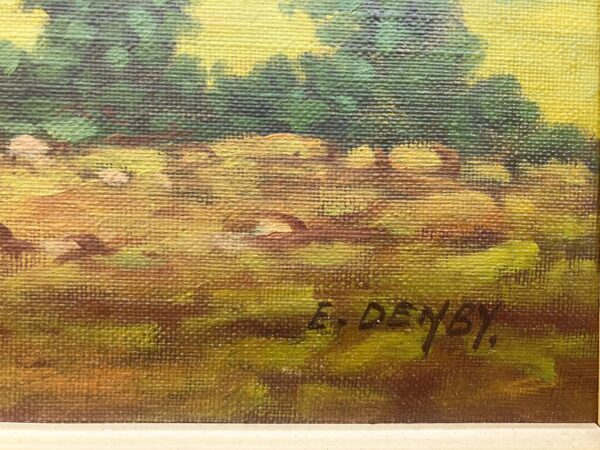 Original Swedish Oil Painting - Rustic Chicken Farm Scene - Scandinavian Mid Century Decor