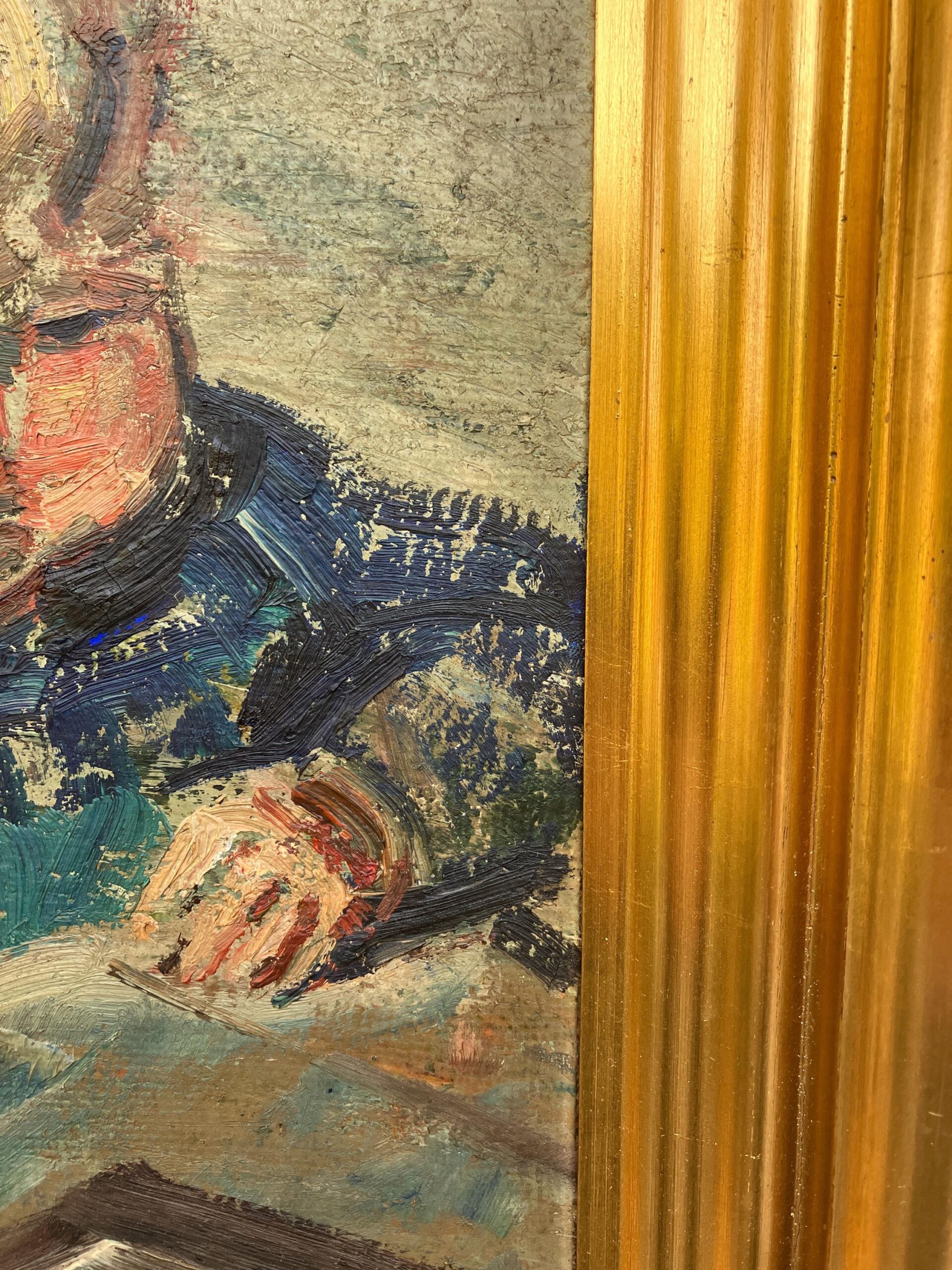 Smaller Vintage Danish Portrait – Child Study, Post-Impressionist Oil on Board, Ludvig Jacobsen, Midcentury - Image 8