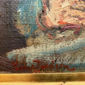 Smaller Vintage Danish Portrait – Child Study, Post-Impressionist Oil on Board, Ludvig Jacobsen, Midcentury - Image 4
