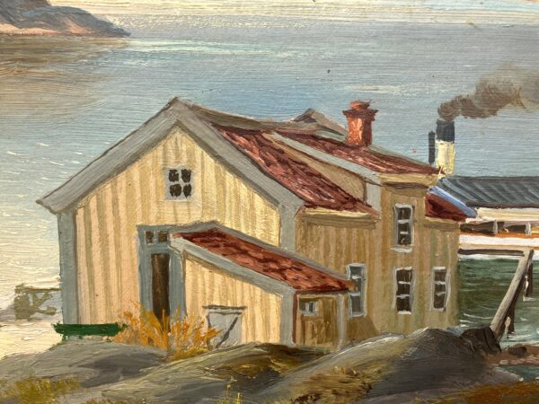 Swedish Vintage  Oil Painting, Coastal Lake Landscape, Scandinavian Framed Art Decor