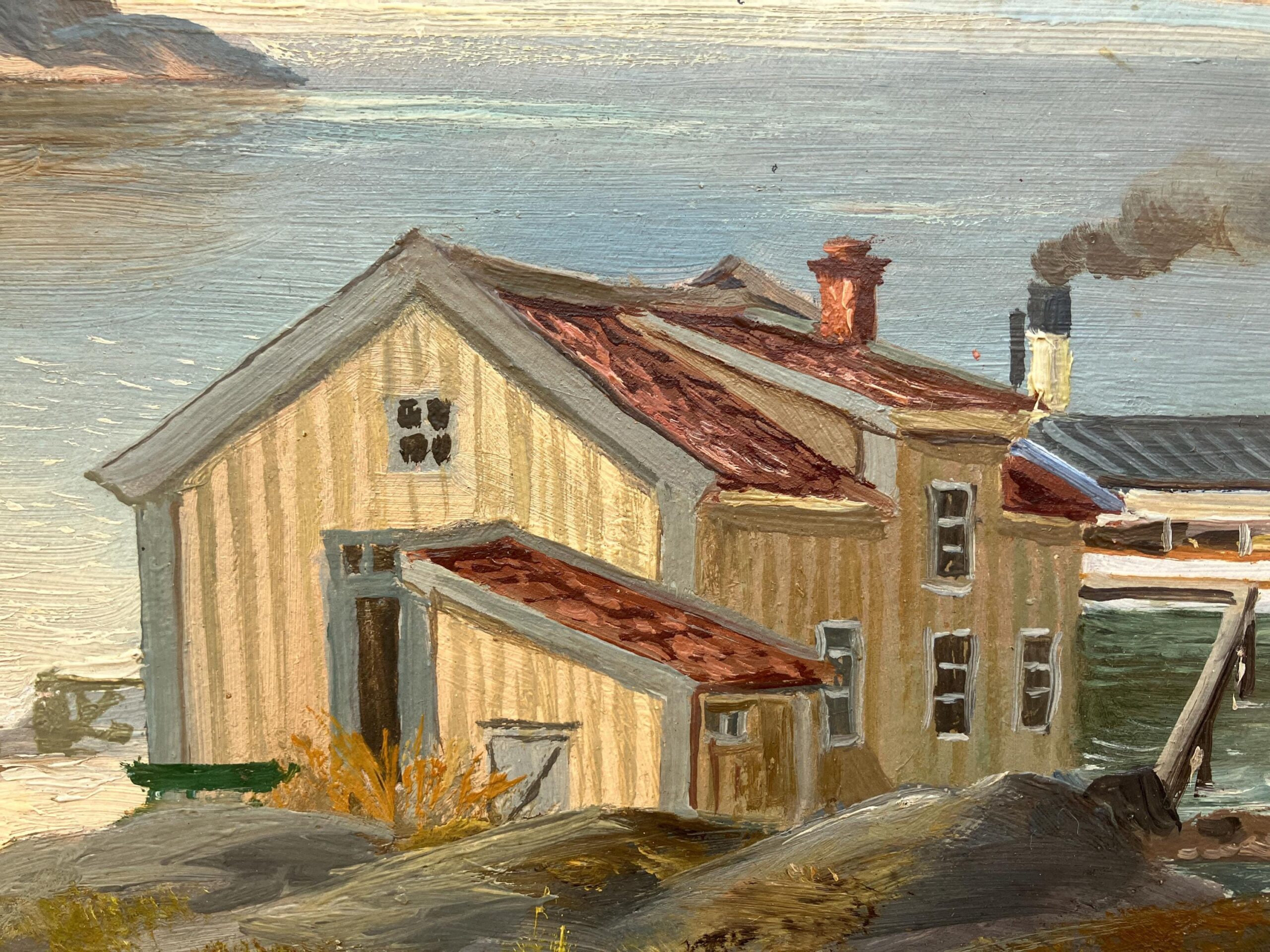 Swedish Vintage  Oil Painting, Coastal Lake Landscape, Scandinavian Framed Art Decor - Image 8