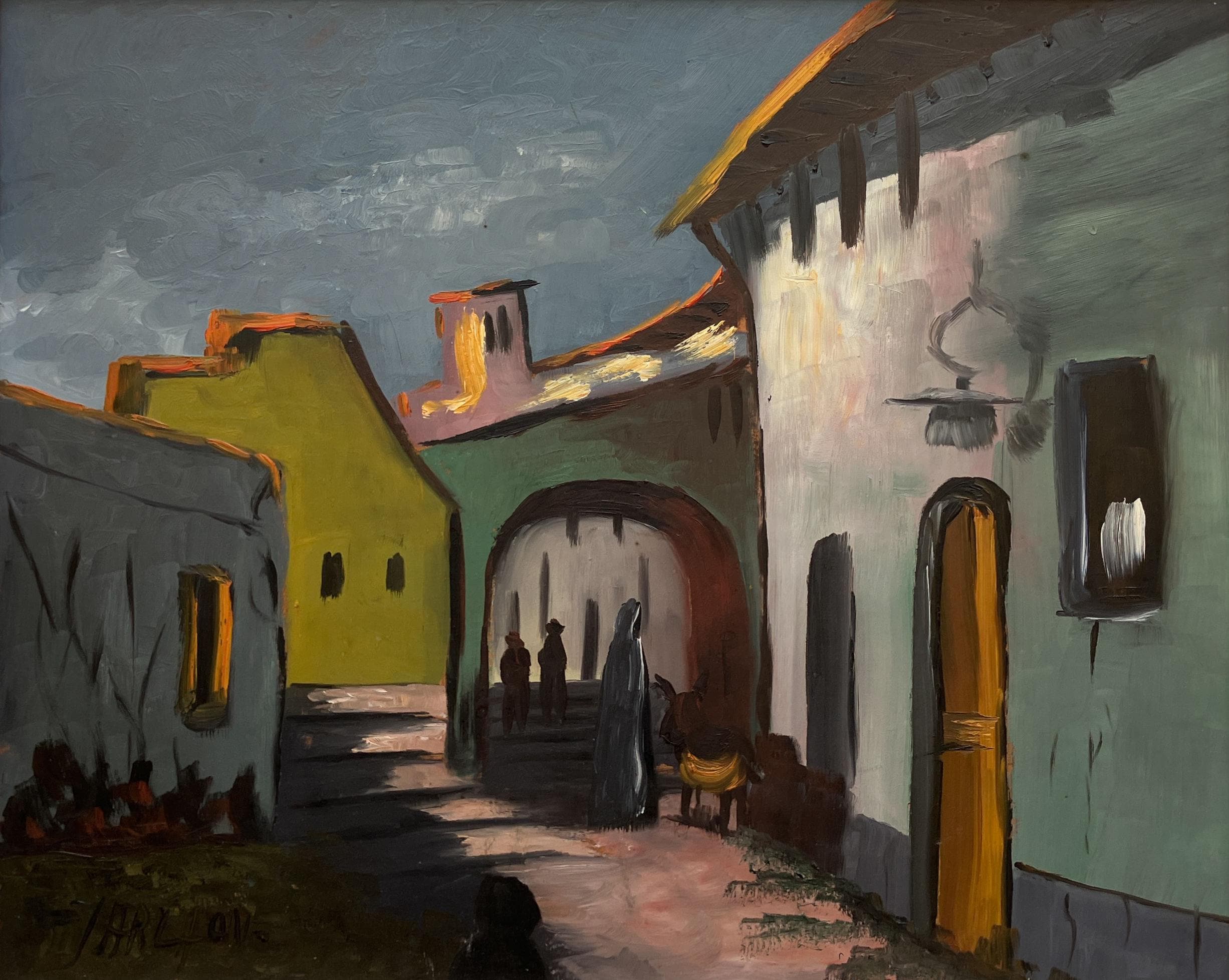 Framed Moroccan Street Scene Oil Painting by Hartvig Jarlhov - Mid-Century Expressionist Art - Image 6