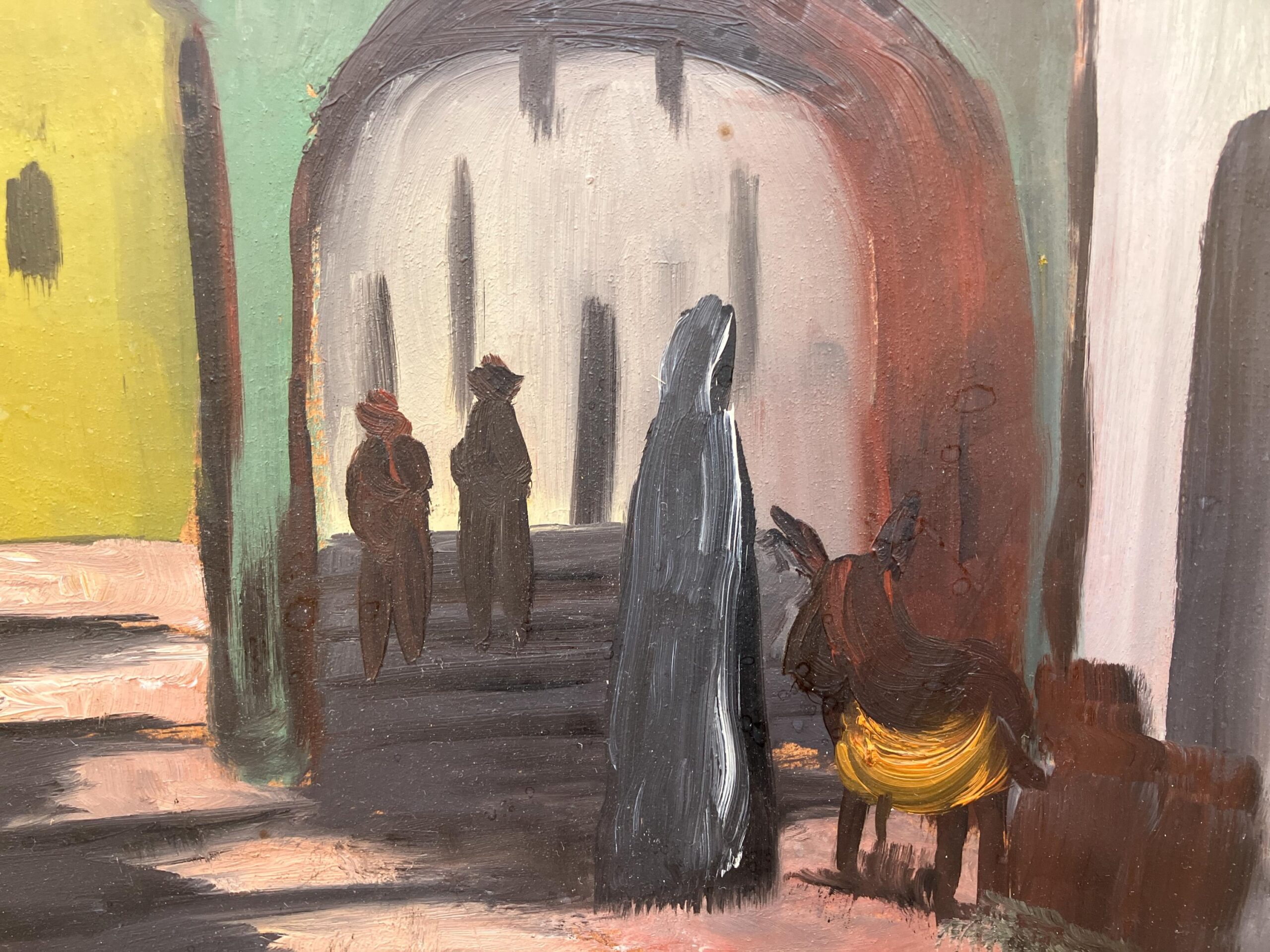 Framed Moroccan Street Scene Oil Painting by Hartvig Jarlhov - Mid-Century Expressionist Art - Image 7