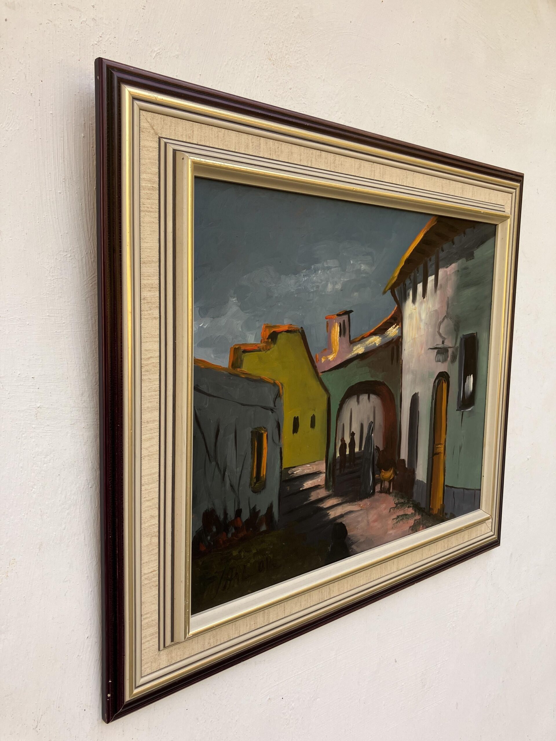 Framed Moroccan Street Scene Oil Painting by Hartvig Jarlhov - Mid-Century Expressionist Art - Image 5
