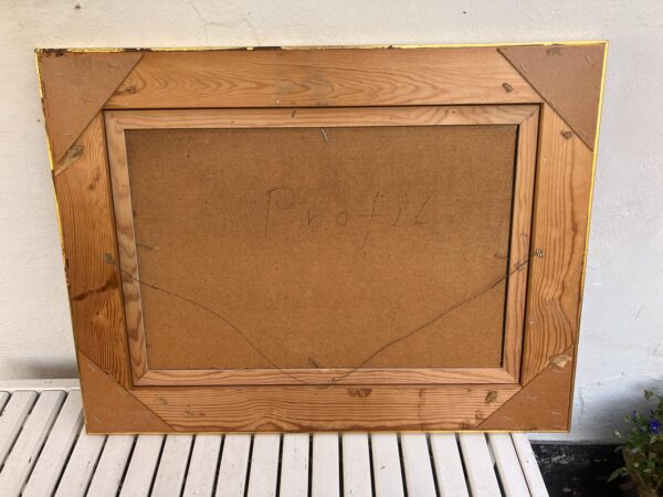 Vintage Oil Painting: Danish Modernist Portrait, Original Frame