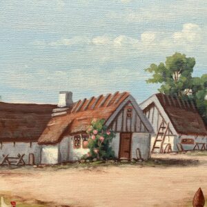 Original Swedish Oil Painting - Rustic Chicken Farm Scene - Scandinavian Mid Century Decor - Image 7