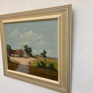 Original Swedish Oil Painting - Rustic Chicken Farm Scene - Scandinavian Mid Century Decor - Image 5