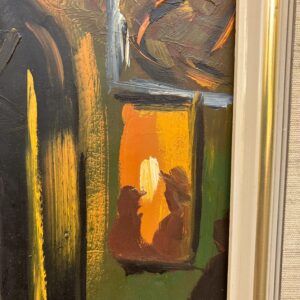 Vintage Expressionist Oil Painting by Hartvig Jarlhov - Nighttime Street Scene - Framed Swedish Fine Art - Image 8
