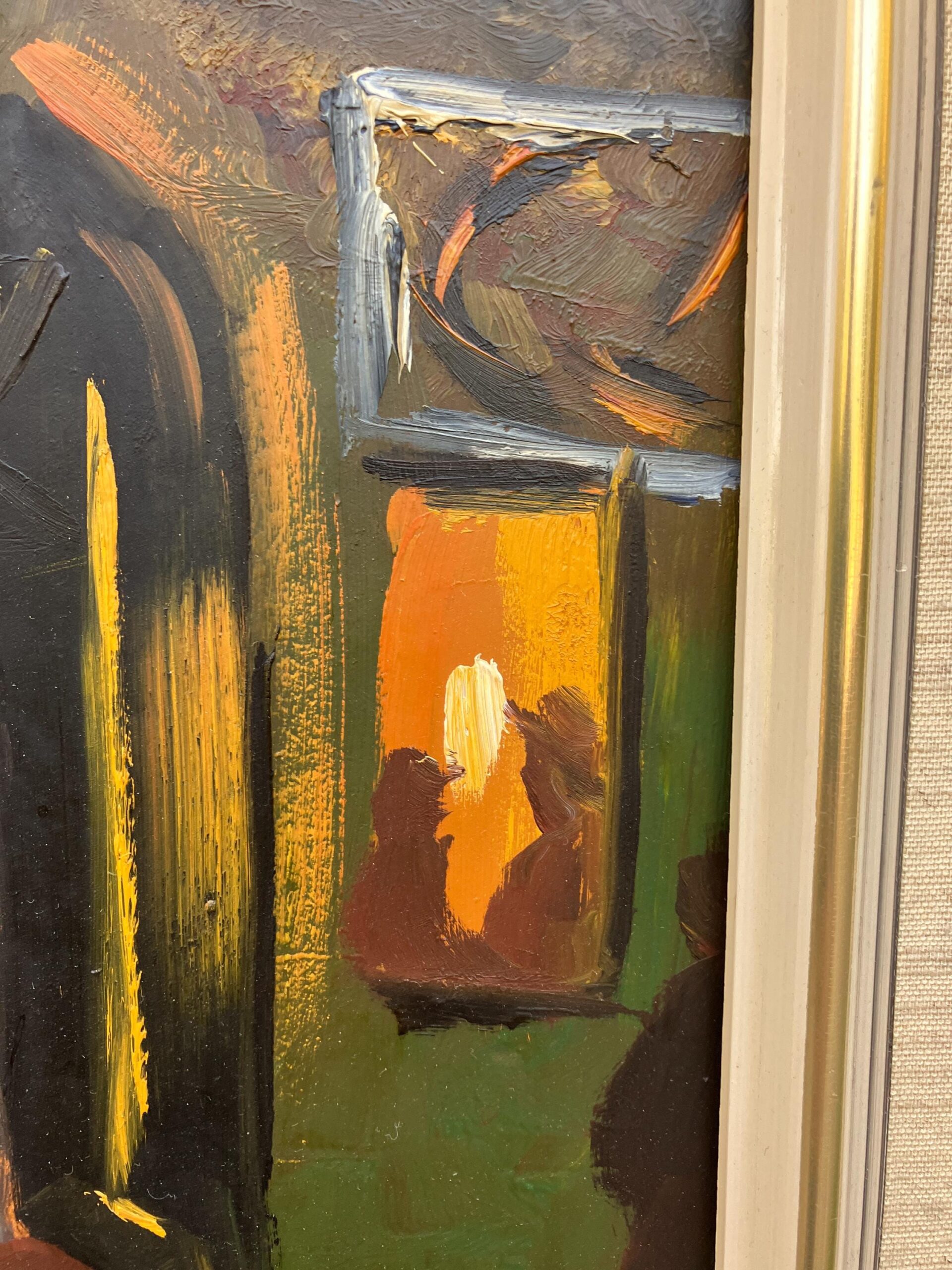 Vintage Expressionist Oil Painting by Hartvig Jarlhov - Nighttime Street Scene - Framed Swedish Fine Art - Image 8