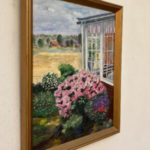 Scandinavian Impressionist Oil Painting – Blooming Garden View, Swedish Fine Art, Framed Landscape, original artwork - Image 3