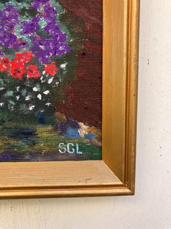 Scandinavian Impressionist Oil Painting – Blooming Garden View, Swedish Fine Art, Framed Landscape, original artwork