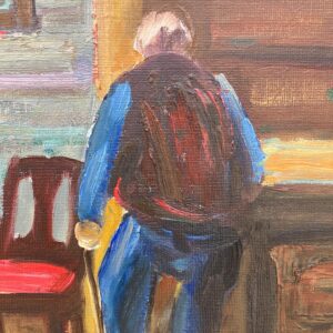 Expressionist Oil Painting – Scandinavian Folk Scene, Framed Vintage Art, - Image 7