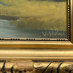 Original Danish Realist Oil Painting – Rural Cottages by River, Framed  Fine Art - Image 3