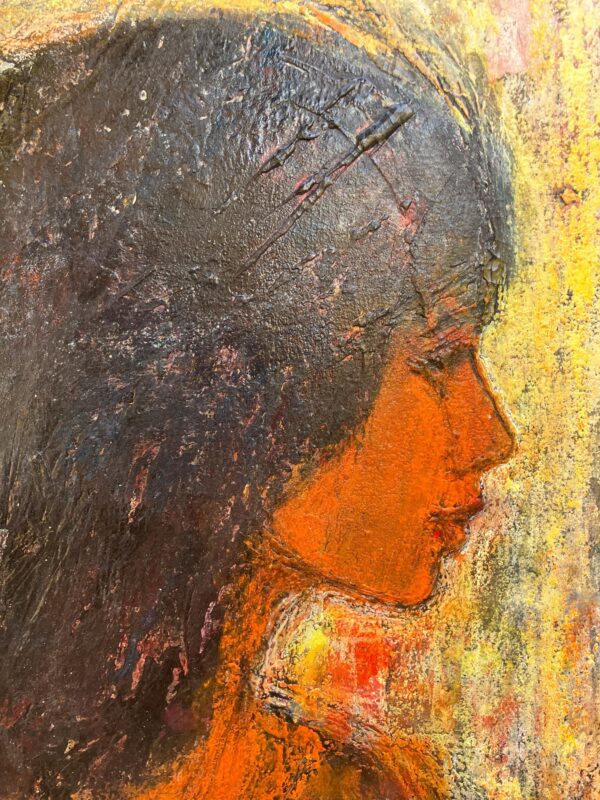 Vintage Oil Painting: Danish Modernist Portrait, Original Frame