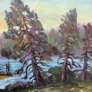 Vintage Swedish Impressionist Oil Painting: Forest Waterfall Landscape, Framed Nordic Art - Image 7