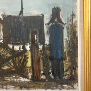 Large Danish Coastal Village Painting: 1970s Naïve Expressionist Art, Framed Original Artwork - Image 4